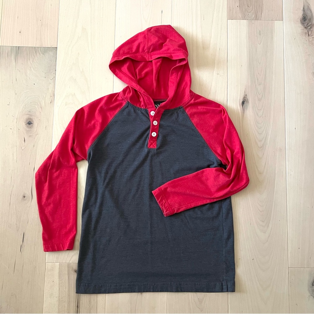 Kids Red and Grey Hooded Shirt